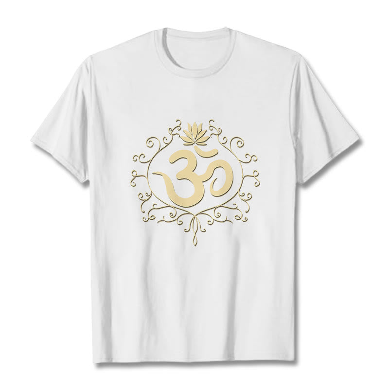 Om Symbol Vines Lotus Flower Tee T-shirt