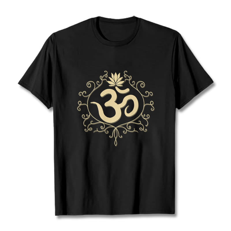 Om Symbol Vines Lotus Flower Tee T-shirt