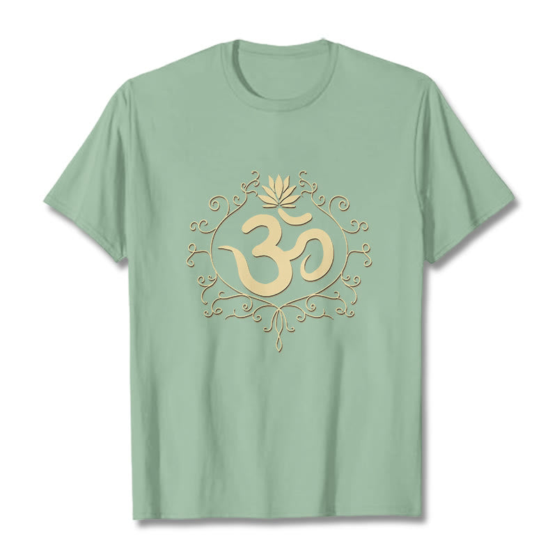 Om Symbol Vines Lotus Flower Tee T-shirt