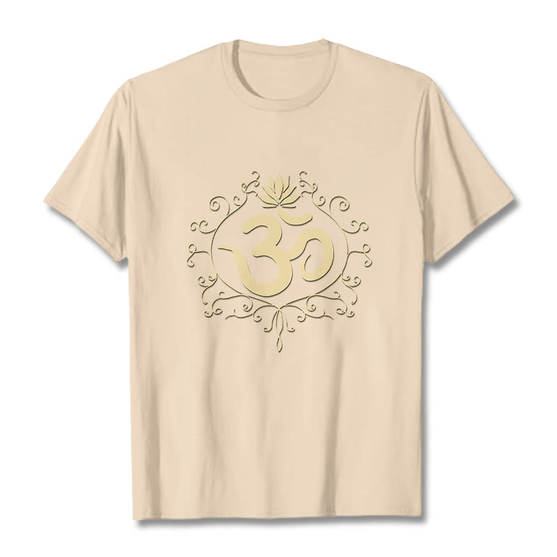 Om Symbol Vines Lotus Flower Tee T-shirt