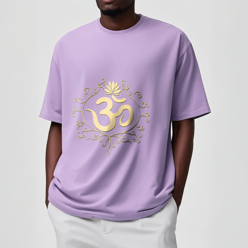 Om Symbol Vines Lotus Flower Tee T-shirt