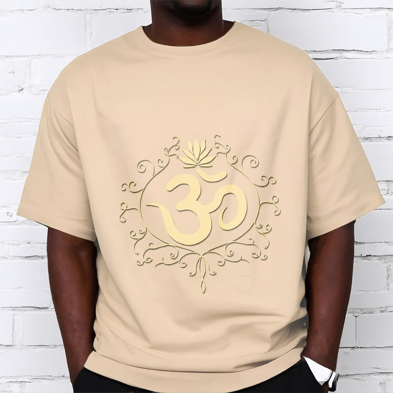 Om Symbol Vines Lotus Flower Tee T-shirt