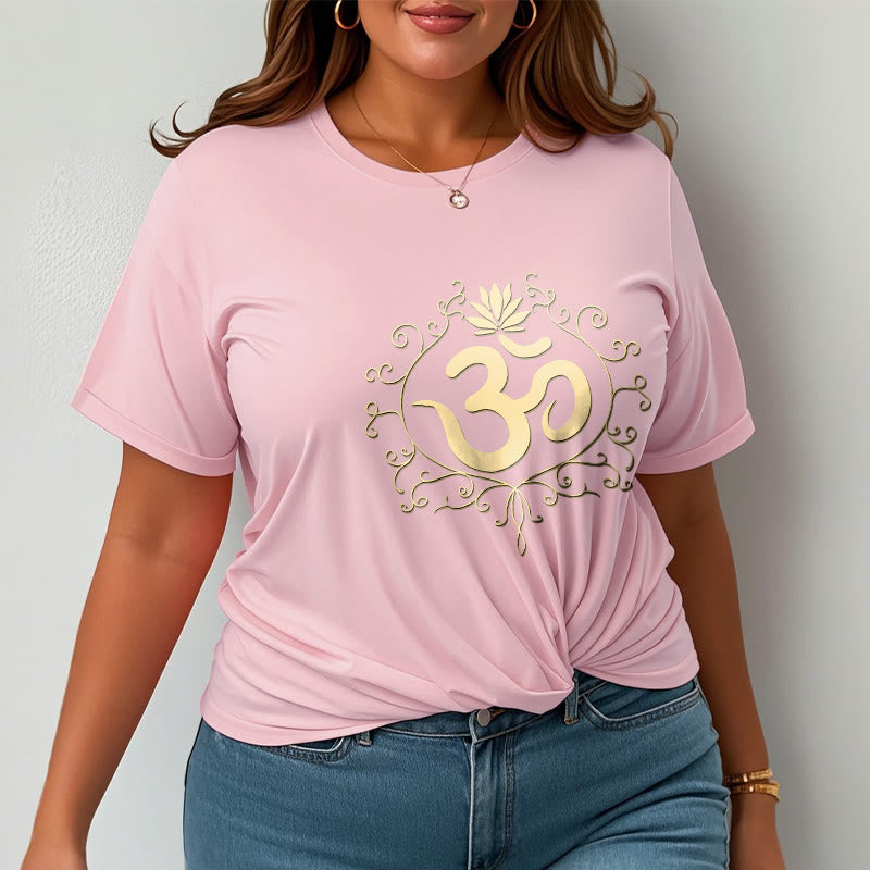Om Symbol Vines Lotus Flower Tee T-shirt