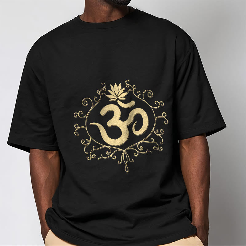 Om Symbol Vines Lotus Flower Tee T-shirt