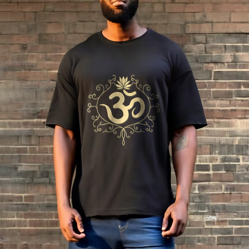 Om Symbol Vines Lotus Flower Tee T-shirt