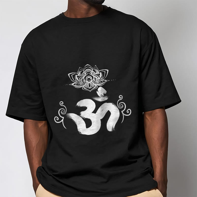 Tactile Cotton Crewneck Sanskrit Om Graphic T-Shirt