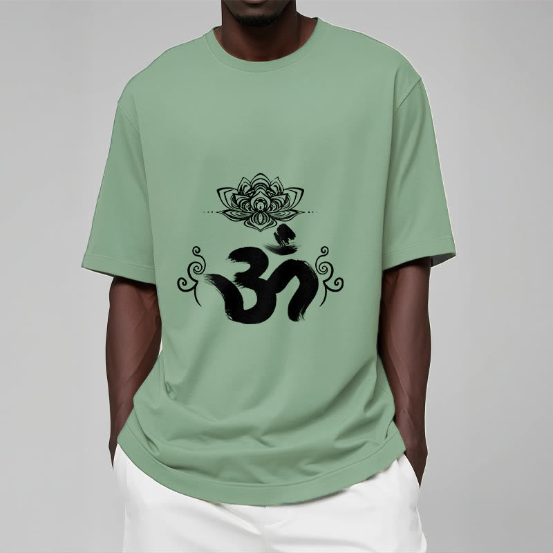 Tactile Cotton Crewneck Sanskrit Om Graphic T-Shirt