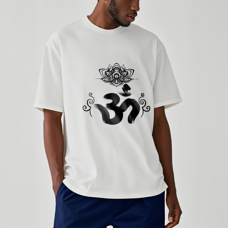 Tactile Cotton Crewneck Sanskrit Om Graphic T-Shirt
