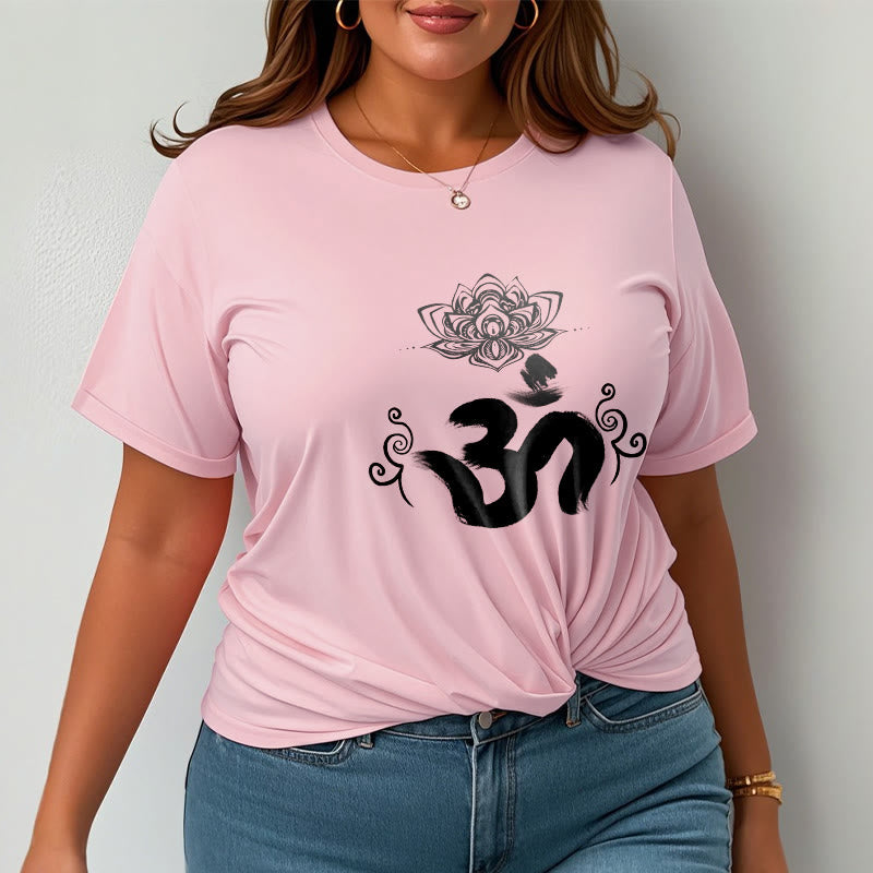 Tactile Cotton Crewneck Sanskrit Om Graphic T-Shirt