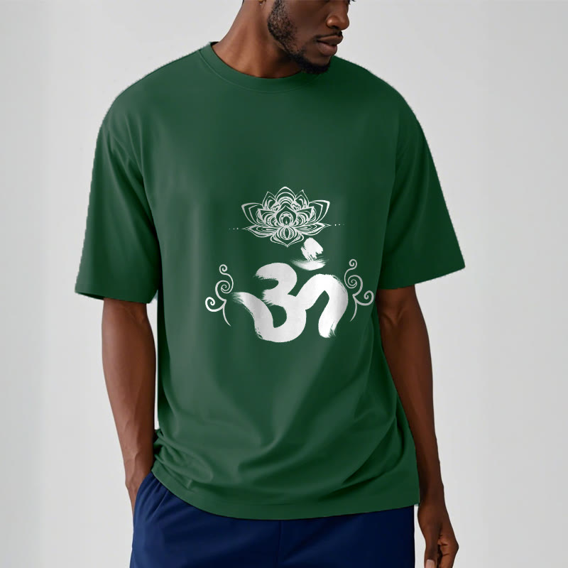 Tactile Cotton Crewneck Sanskrit Om Graphic T-Shirt