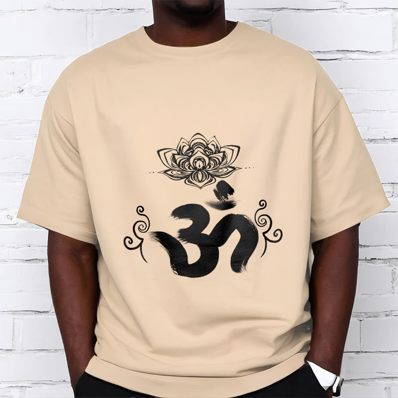 Tactile Cotton Crewneck Sanskrit Om Graphic T-Shirt