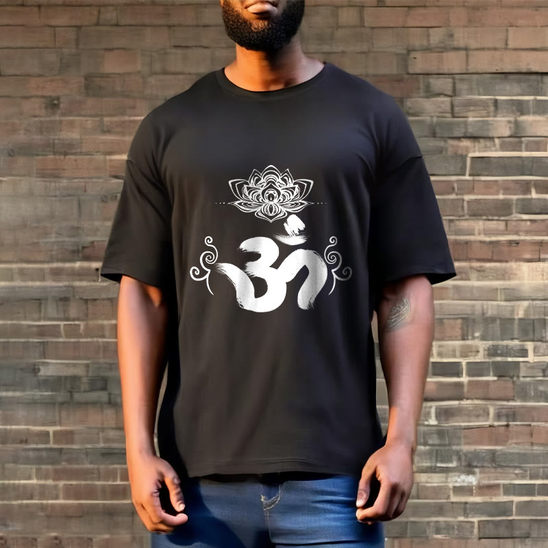 Tactile Cotton Crewneck Sanskrit Om Graphic T-Shirt