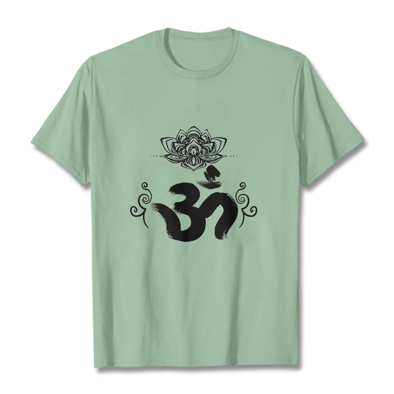 Tactile Cotton Crewneck Sanskrit Om Graphic T-Shirt