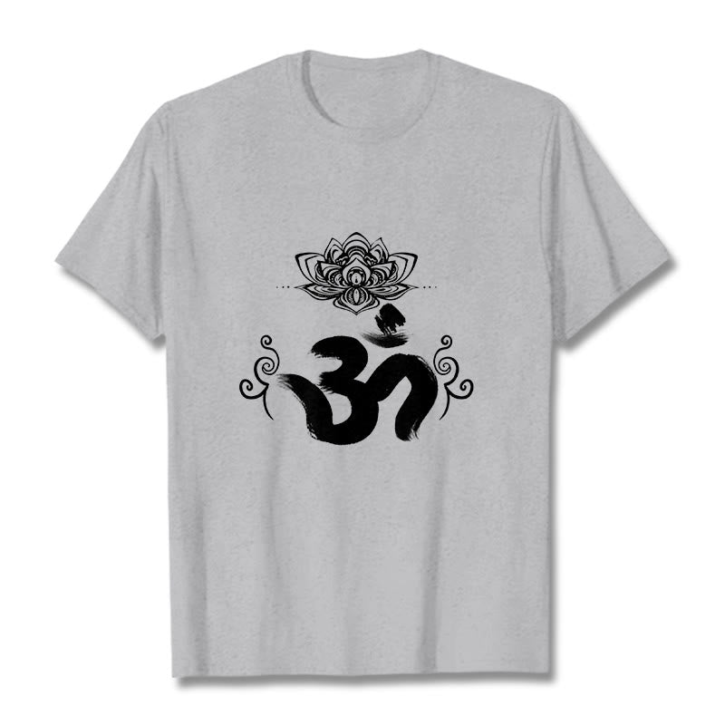 Tactile Cotton Crewneck Sanskrit Om Graphic T-Shirt