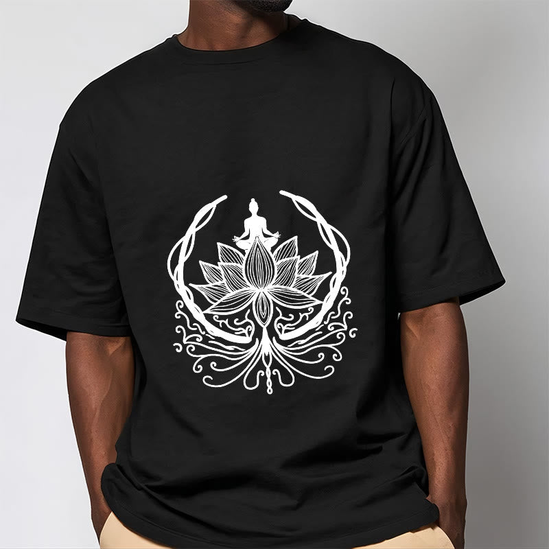 Soft Cotton Crewneck Lotus Buddha Meditation Tee