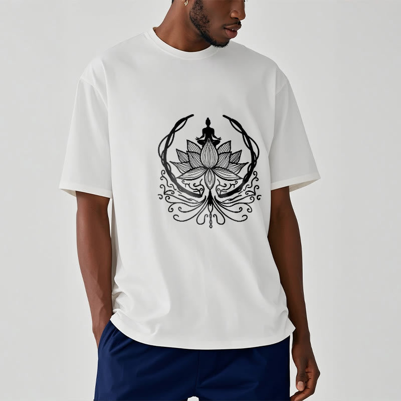 Soft Cotton Crewneck Lotus Buddha Meditation Tee