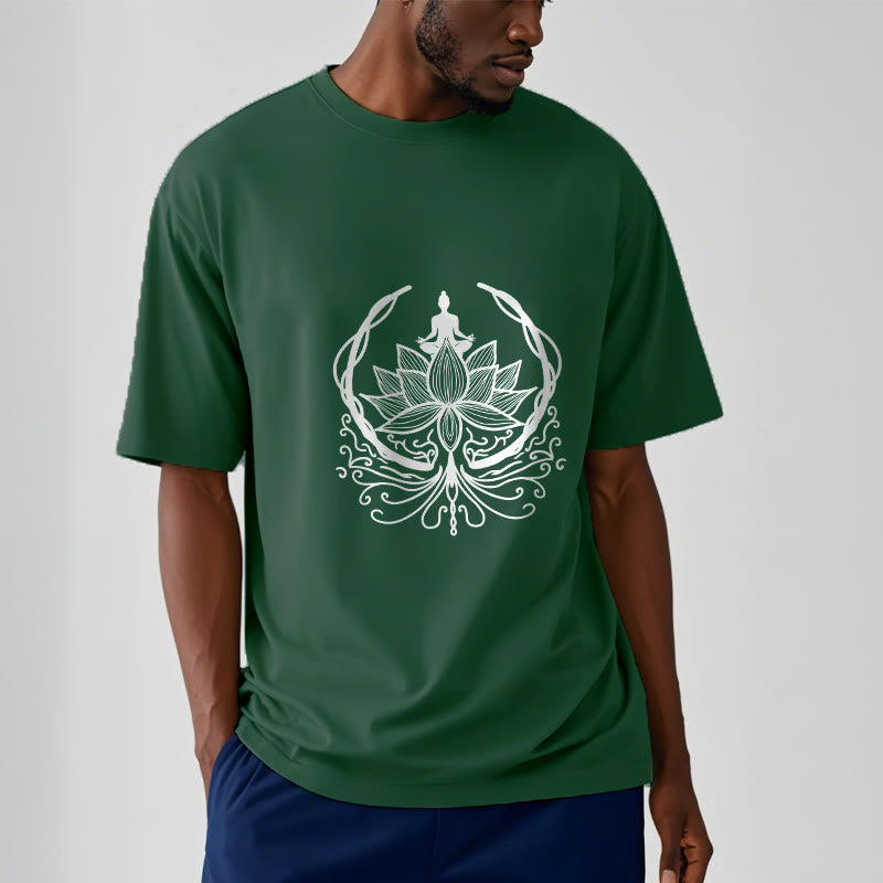 Soft Cotton Crewneck Lotus Buddha Meditation Tee