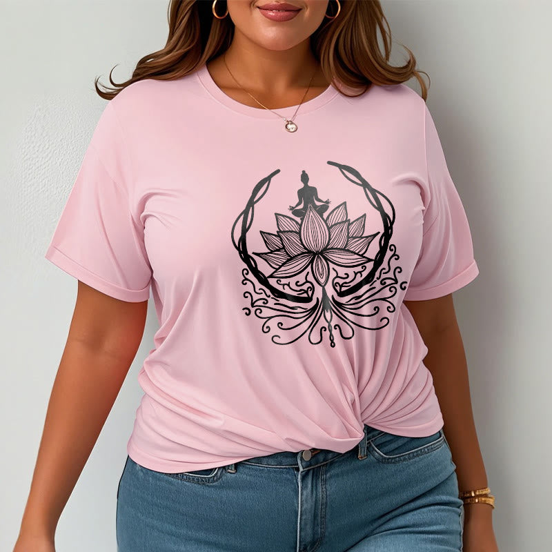 Soft Cotton Crewneck Lotus Buddha Meditation Tee