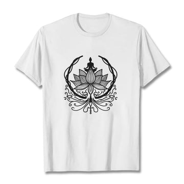Soft Cotton Crewneck Lotus Buddha Meditation Tee