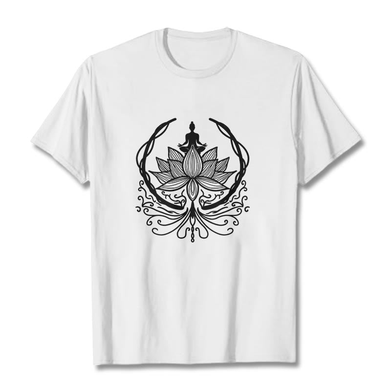 Soft Cotton Crewneck Lotus Buddha Meditation Tee
