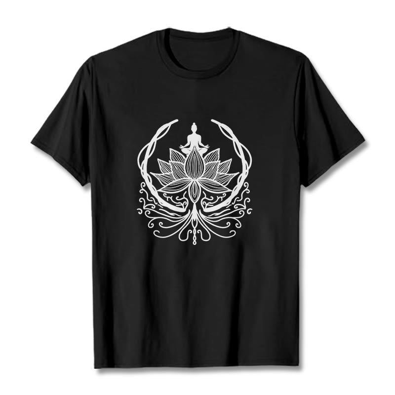 Soft Cotton Crewneck Lotus Buddha Meditation Tee