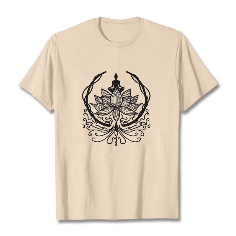 Soft Cotton Crewneck Lotus Buddha Meditation Tee
