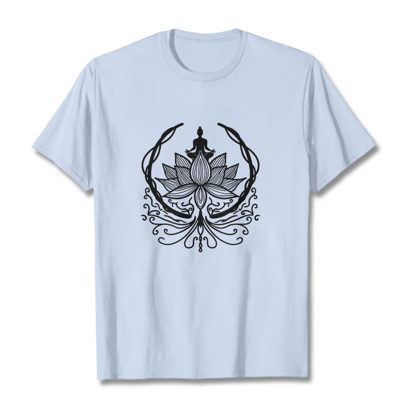 Soft Cotton Crewneck Lotus Buddha Meditation Tee