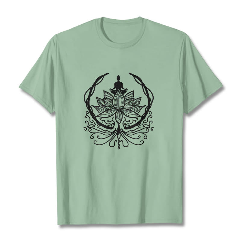 Soft Cotton Crewneck Lotus Buddha Meditation Tee