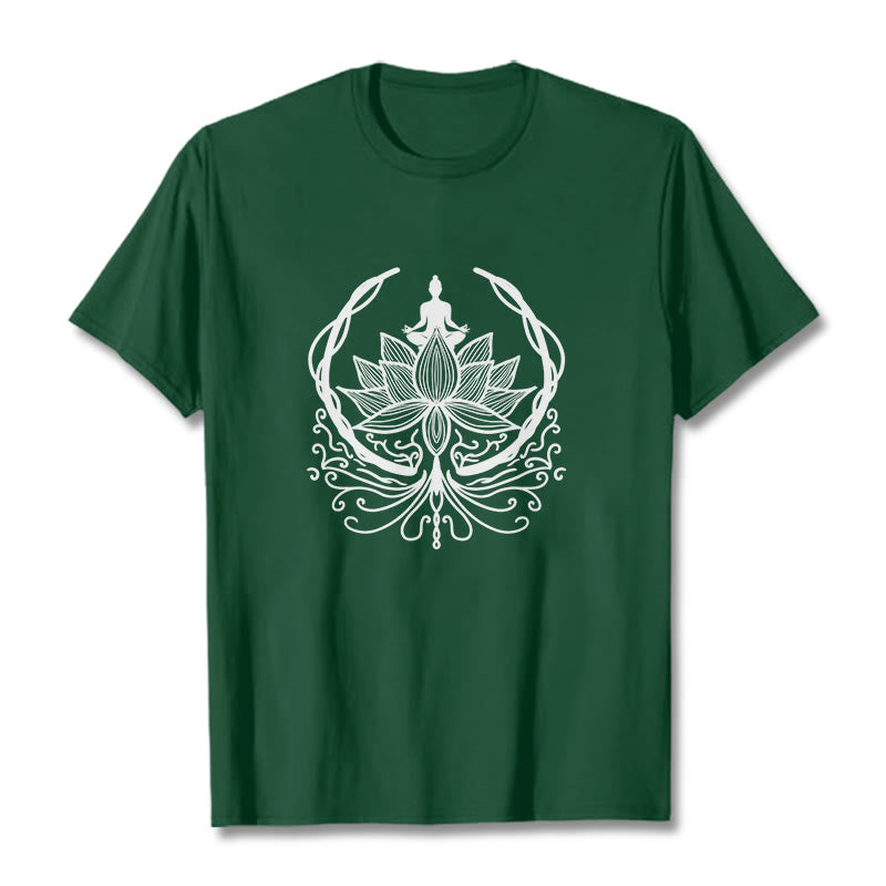 Soft Cotton Crewneck Lotus Buddha Meditation Tee