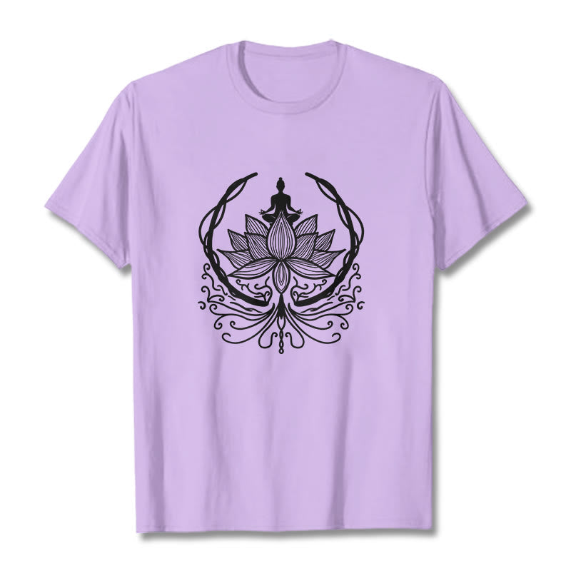 Soft Cotton Crewneck Lotus Buddha Meditation Tee