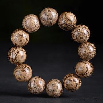 Natural Gnetum Wood Large Bead Mindfulness Bracelet