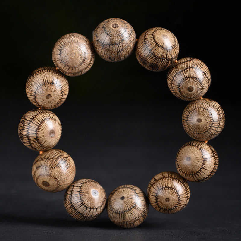 Natural Gnetum Wood Large Bead Mindfulness Bracelet