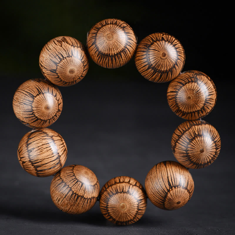 Natural Gnetum Wood Large Bead Mindfulness Bracelet