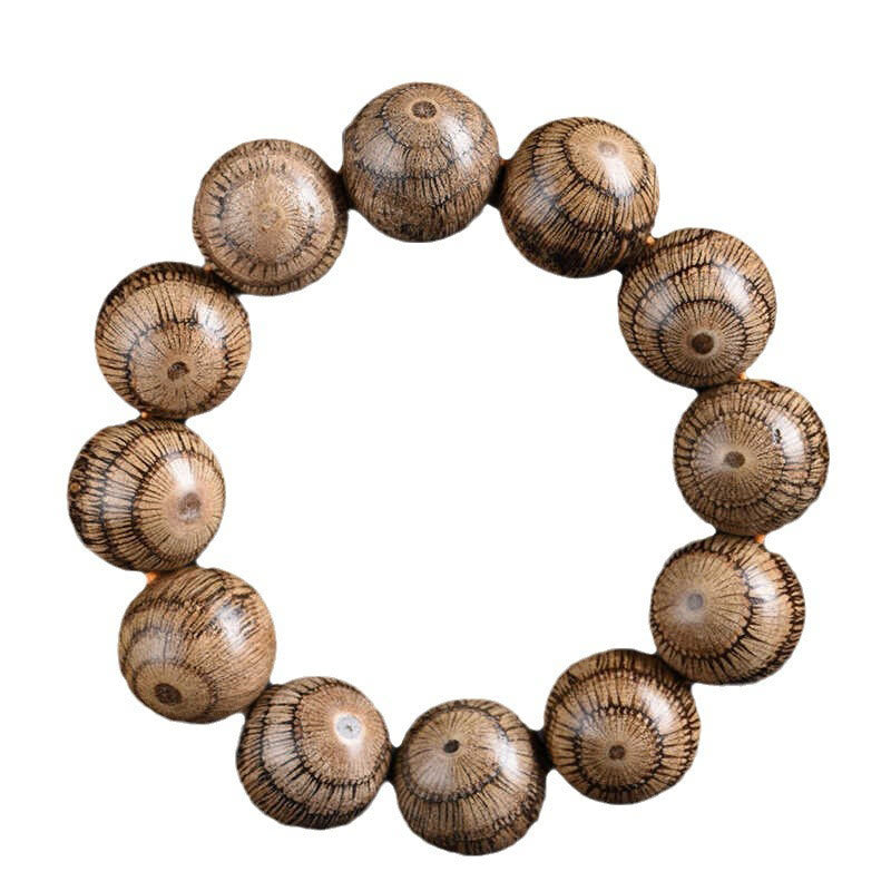 Natural Gnetum Wood Large Bead Mindfulness Bracelet
