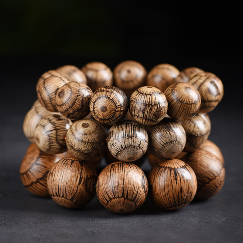 Natural Gnetum Wood Large Bead Mindfulness Bracelet