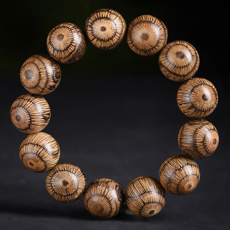Natural Gnetum Wood Large Bead Mindfulness Bracelet