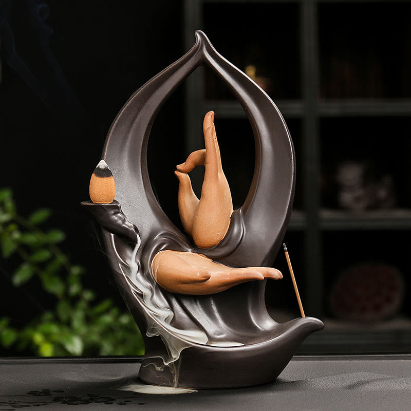 Ceramic Backflow Smoke Fountain Meditation Mudra Hand Incense Burner