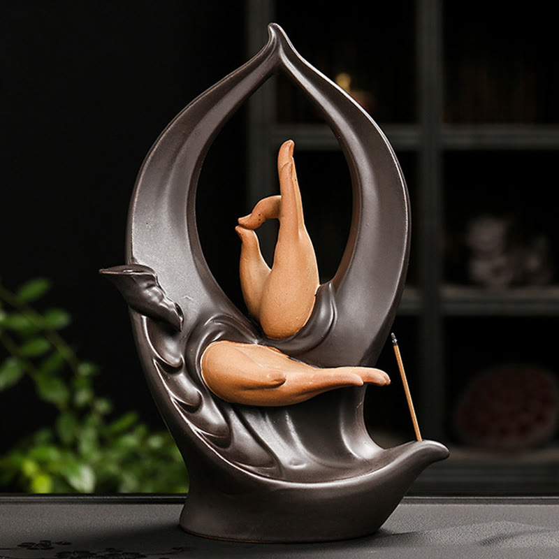 Ceramic Backflow Smoke Fountain Meditation Mudra Hand Incense Burner