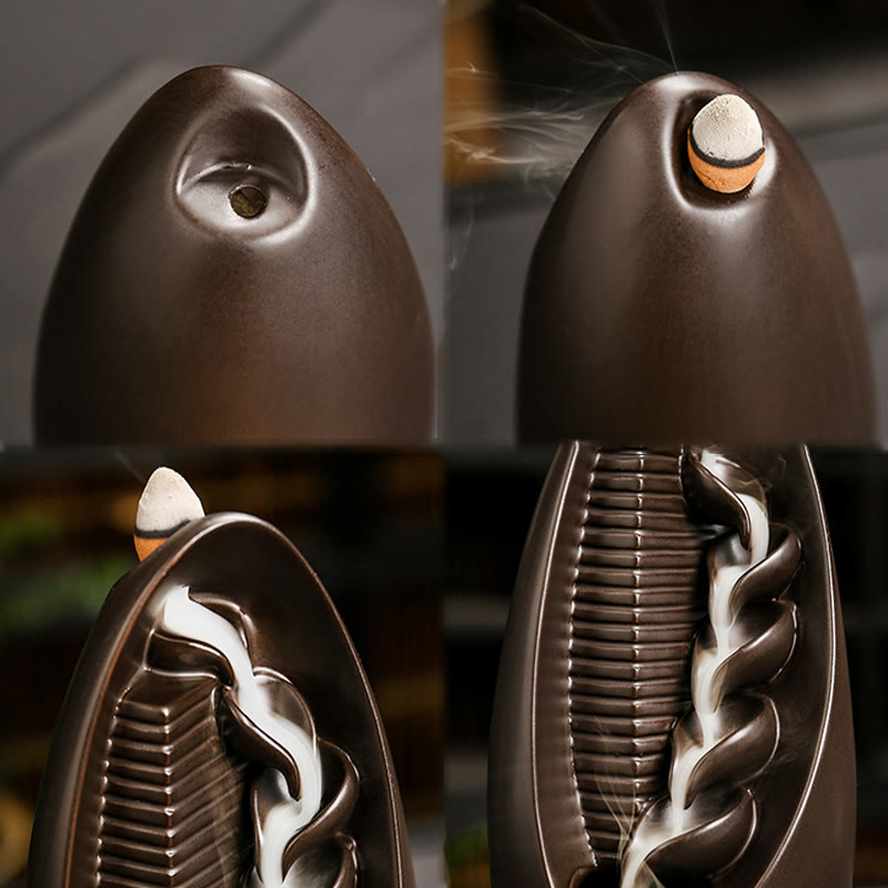 Ceramic Backflow Smoke Fountain Meditation Mudra Hand Incense Burner