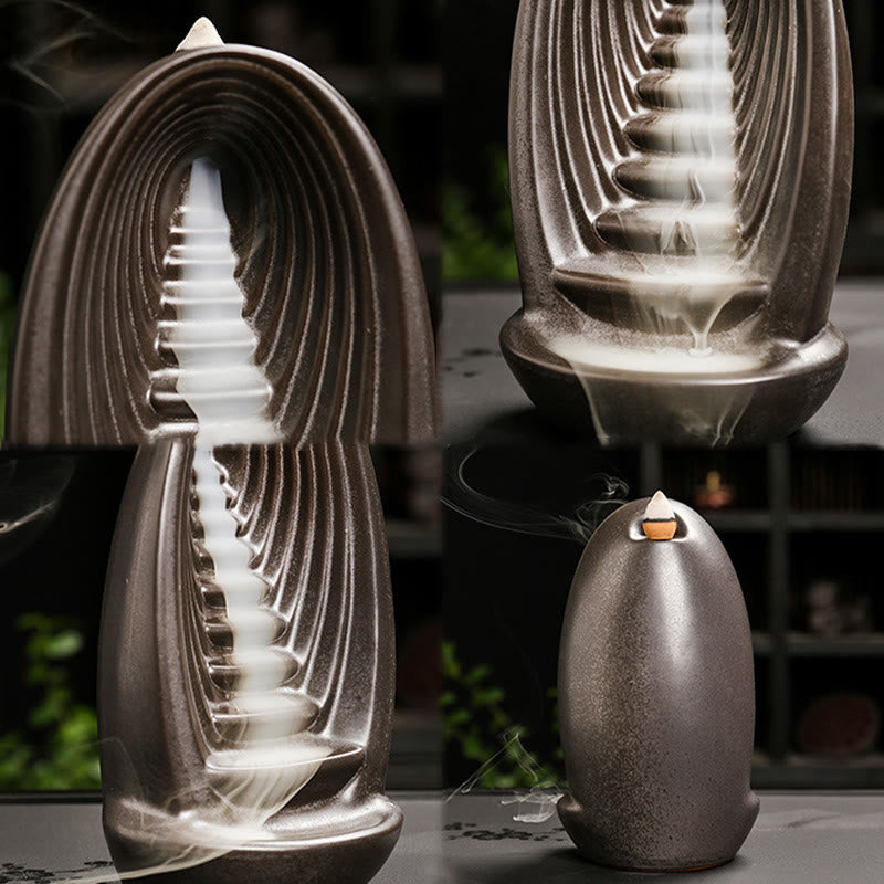 Ceramic Backflow Smoke Fountain Meditation Mudra Hand Incense Burner
