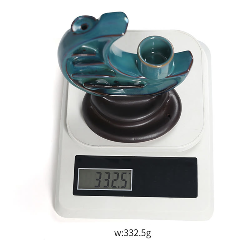 Blue Crescent Moon Ceramic Backflow Smoke Fountain Meditation Incense Burner