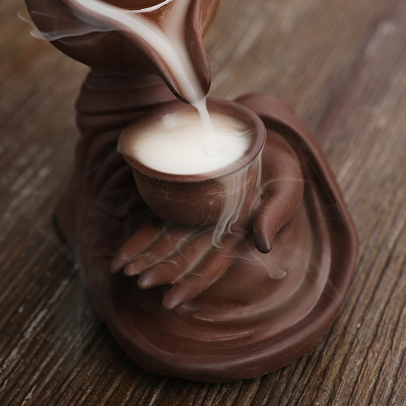 Mudra Buddha Hand Ceramic Teapot Backflow Incense Burner Smoke Fountain