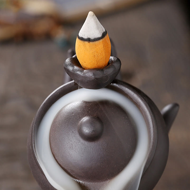 Mudra Buddha Hand Ceramic Teapot Backflow Incense Burner Smoke Fountain