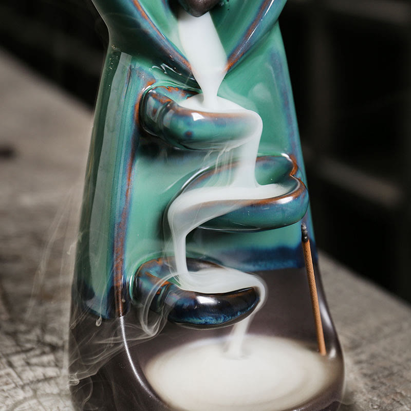 Minimalist Ceramic Couple Embrace Backflow Incense Burner Smoke Fountain