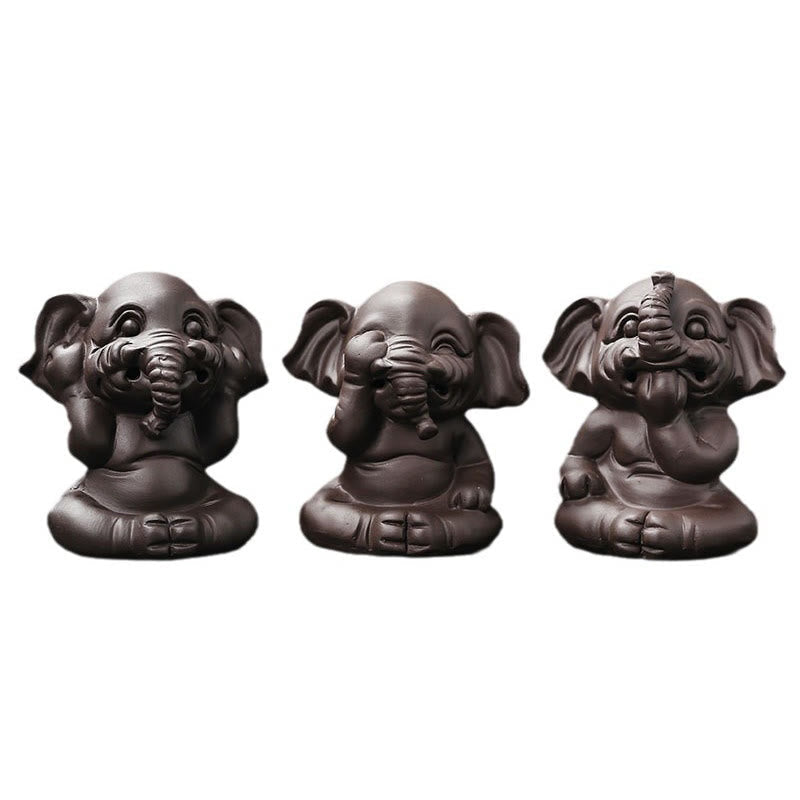 Purple Clay Elephant Backflow Incense Burner Smoke Fountain Decoration