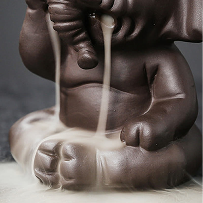 Purple Clay Elephant Backflow Incense Burner Smoke Fountain Decoration