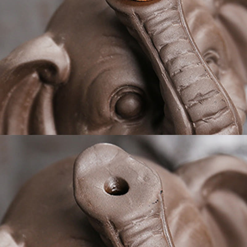 Elephant Leaf Purple Clay Backflow Smoke Fountain Incense Burner
