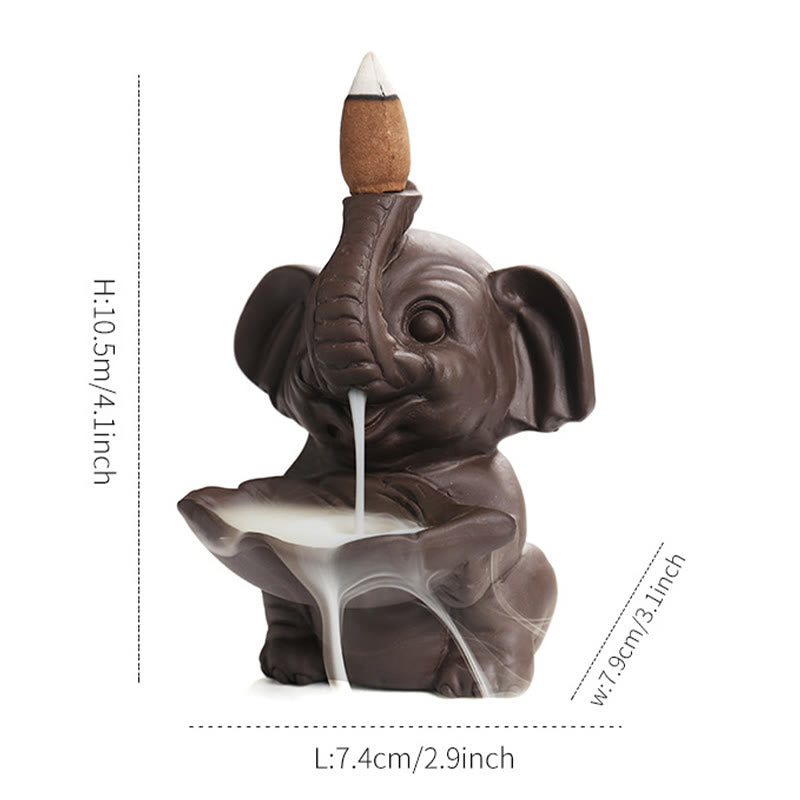 Elephant Leaf Purple Clay Backflow Smoke Fountain Incense Burner