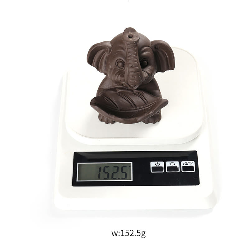 Elephant Leaf Purple Clay Backflow Smoke Fountain Incense Burner