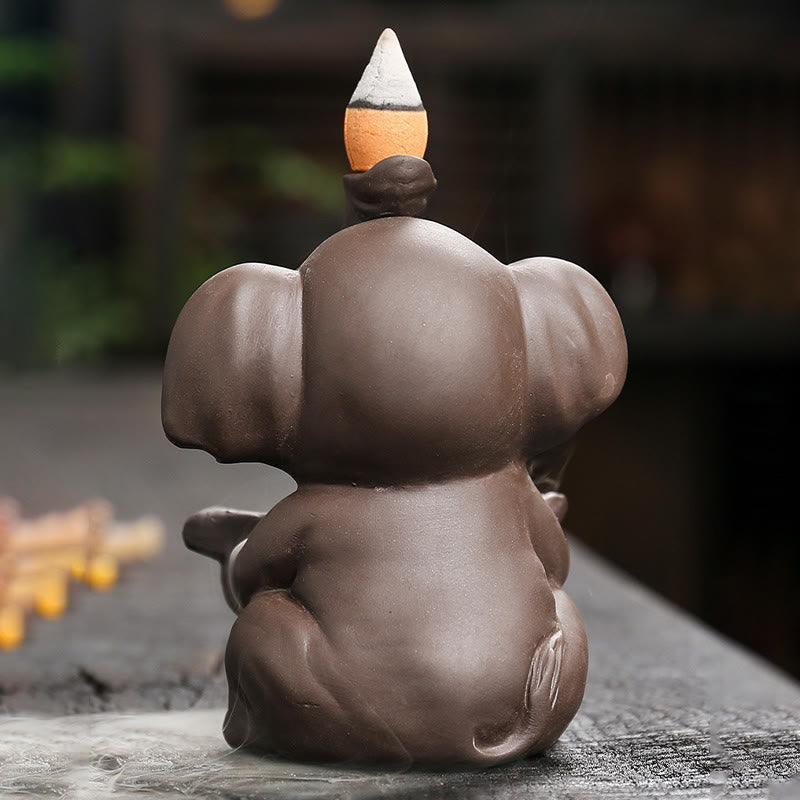 Elephant Leaf Purple Clay Backflow Smoke Fountain Incense Burner